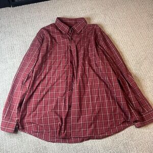 Van Heusen Red Plaid Button Up Long Sleeve ADULT XXL